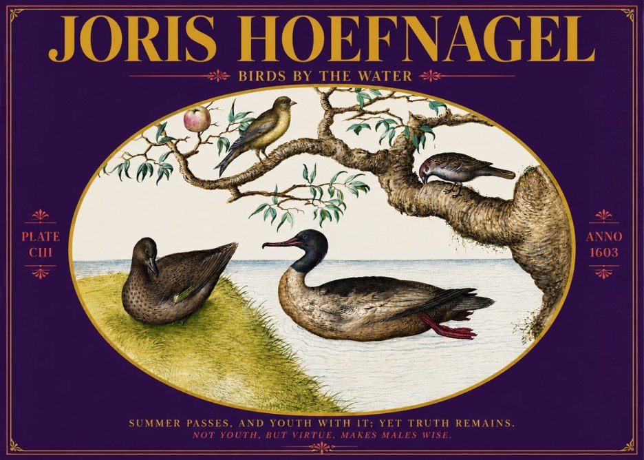 Joris Hoefnagel Ducks and Passerines with Apple Tree No6 - Affiche