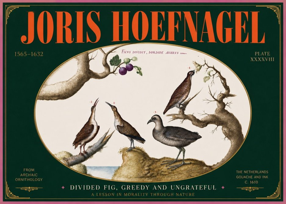 Joris Hoefnagel Birds from the Four Parts of the World No5 - Affiche