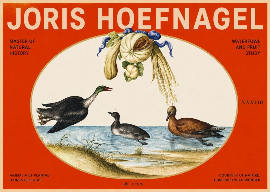 Joris Hoefnagel Waterfowl and Fruit Study No2 - Affiche