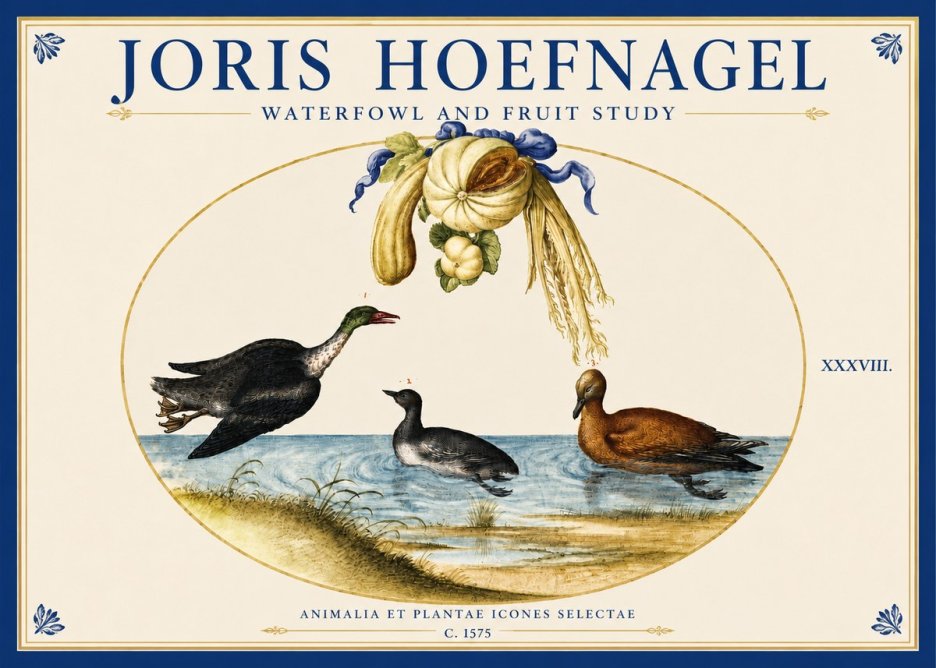 Joris Hoefnagel Waterfowl and Fruit Study No3 - Affiche