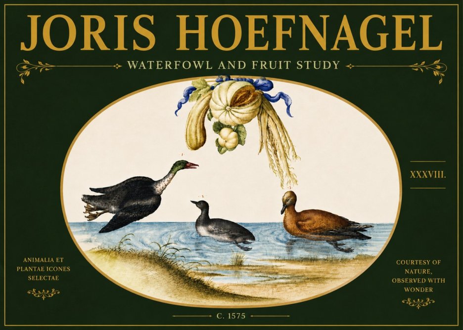 Joris Hoefnagel Waterfowl and Fruit Study No6 - Affiche