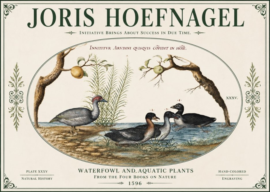 Joris Hoefnagel Waterfowl and Aquatic Plants No4 - Affiche