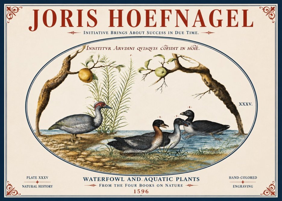 Joris Hoefnagel Waterfowl and Aquatic Plants No5 - Affiche