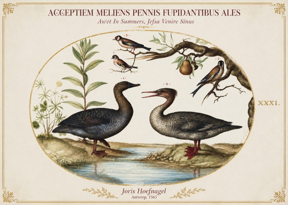 Joris Hoefnagel Acceptiem Meliens Pennis Fupidantibus Ales No1 - Affiche