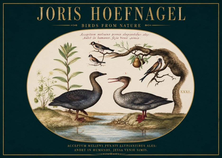 Joris Hoefnagel Acceptiem Meliens Pennis Fupidantibus Ales No3 - Affiche
