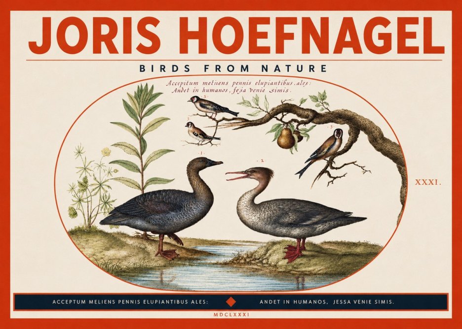 Joris Hoefnagel Acceptiem Meliens Pennis Fupidantibus Ales No4 - Affiche