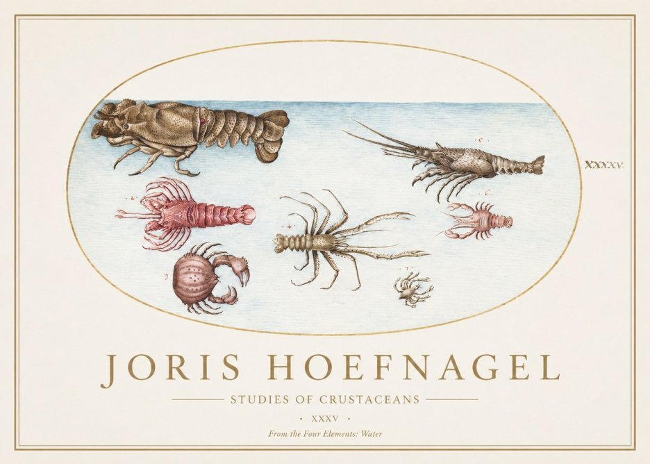 Joris Hoefnagel Studies of Crustaceans No1 - Affiche
