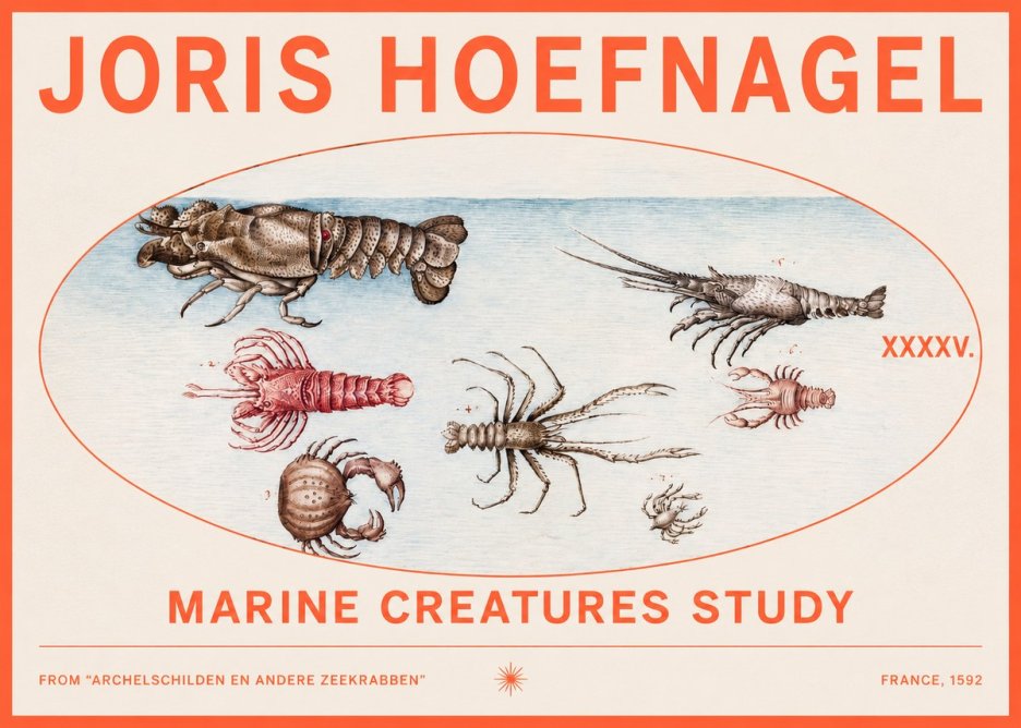 Joris Hoefnagel Studies of Crustaceans No3 - Affiche