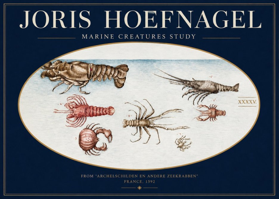 Joris Hoefnagel Studies of Crustaceans No4 - Affiche