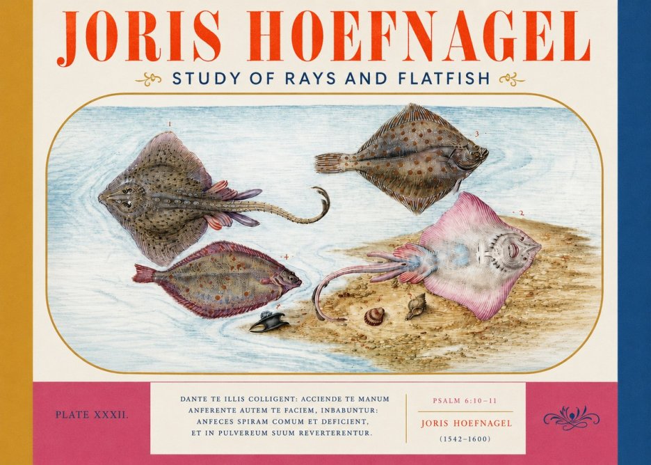 Joris Hoefnagel Study of Rays and Flatfish No3 - Affiche
