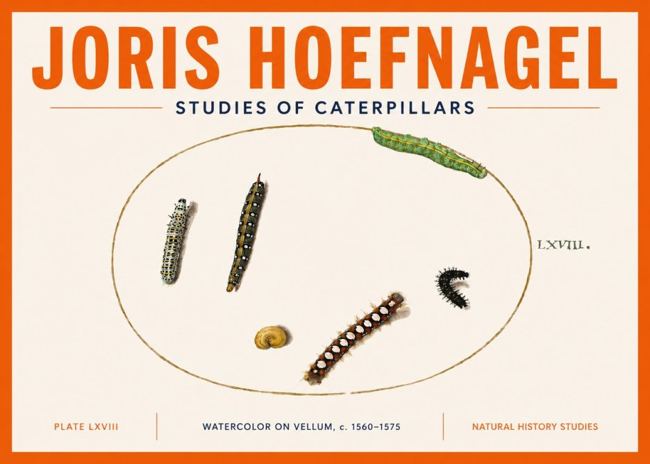 Joris Hoefnagel Studies of Caterpillars No5 - Affiche