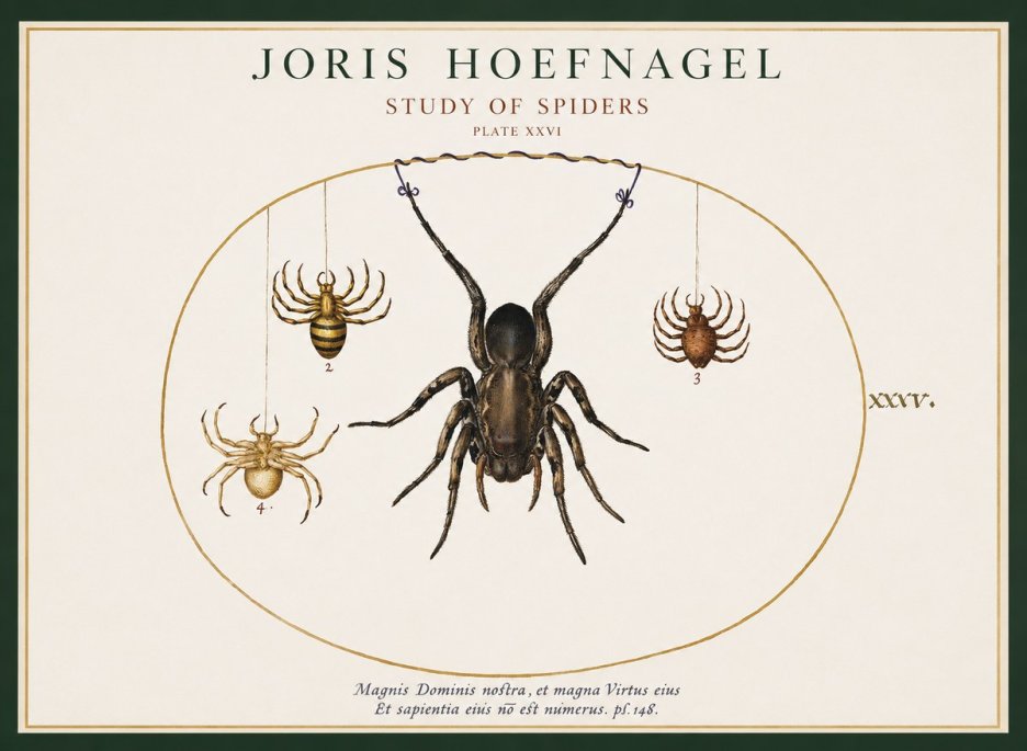 Joris Hoefnagel Study of Spiders No1 - Affiche