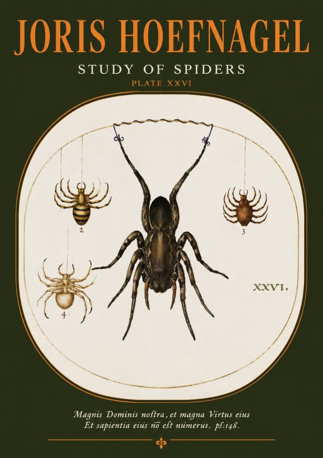 Joris Hoefnagel Study of Spiders No2 - Affiche