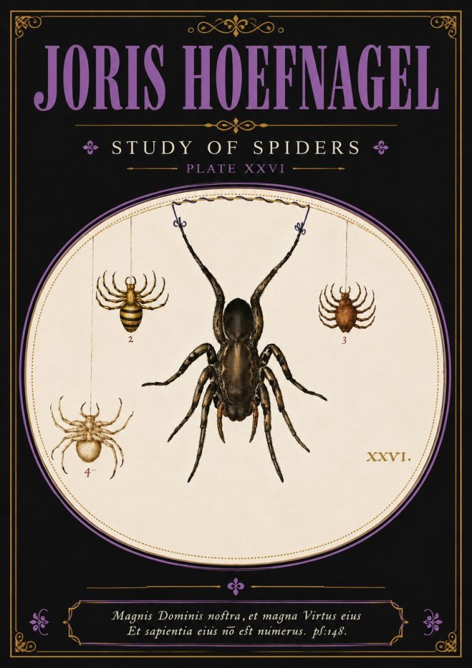 Joris Hoefnagel Study of Spiders No4 - Affiche