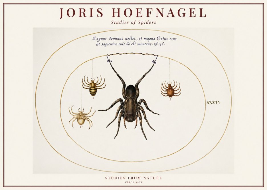 Joris Hoefnagel Study of Spiders No6 - Affiche