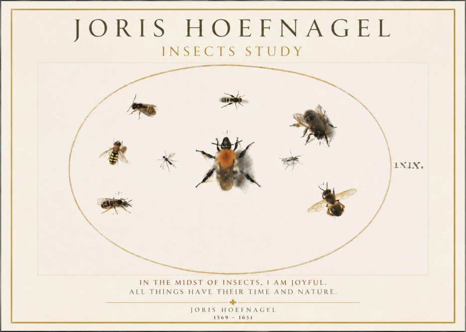 Joris Hoefnagel Insects Study II No1 - Affiche