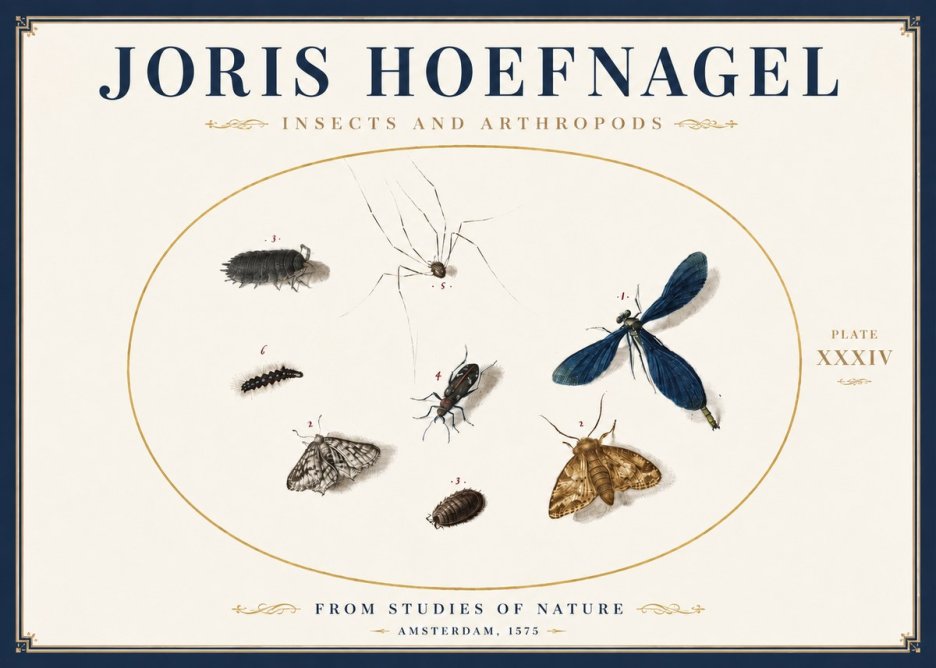 Joris Hoefnagel Insects and Arthropods No4 - Affiche
