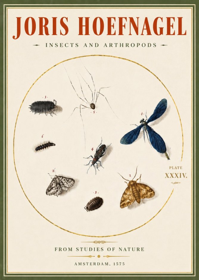 Joris Hoefnagel Insects and Arthropods No5 - Affiche