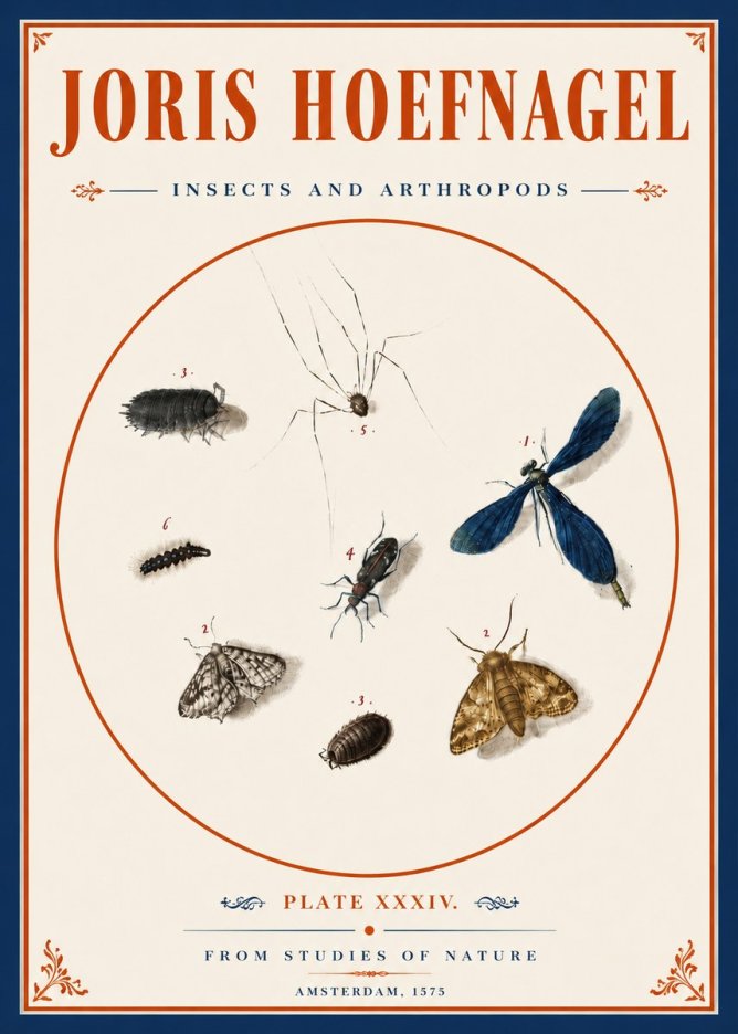 Joris Hoefnagel Insects and Arthropods No6 - Affiche