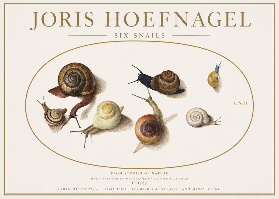 Joris Hoefnagel Six Snails No1 - Affiche