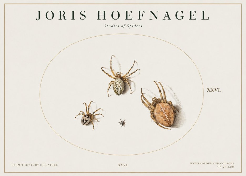 Joris Hoefnagel Studies of Spiders III No1 - Affiche