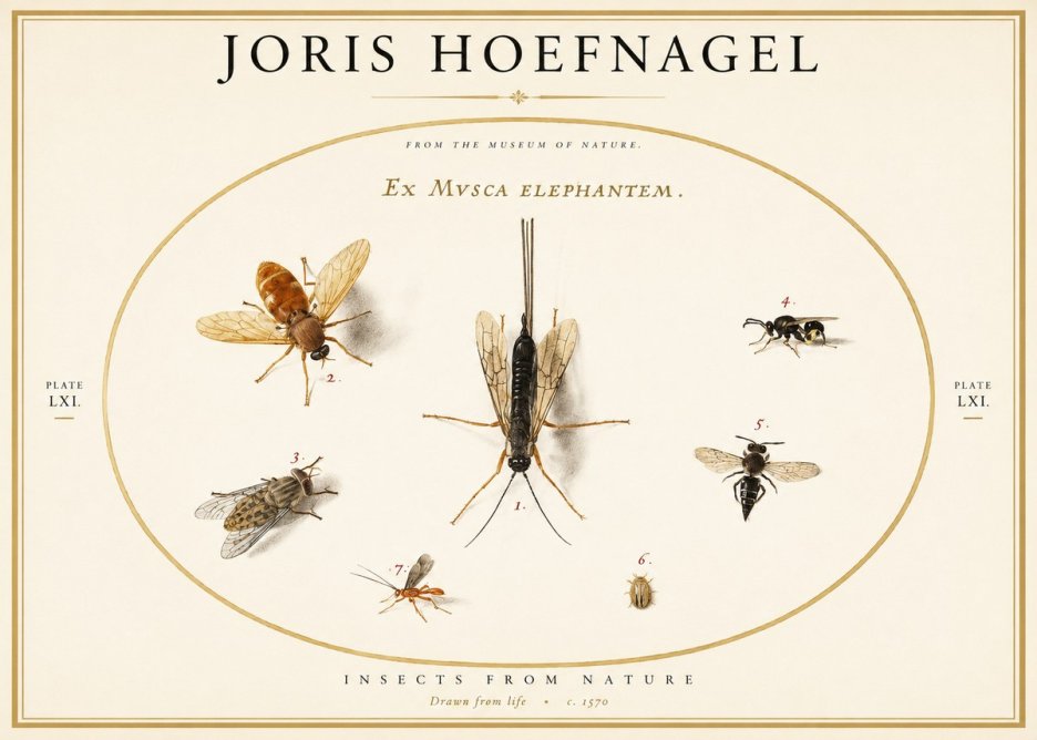 Joris Hoefnagel Ex Mvsca Elephantem. No1 - Affiche