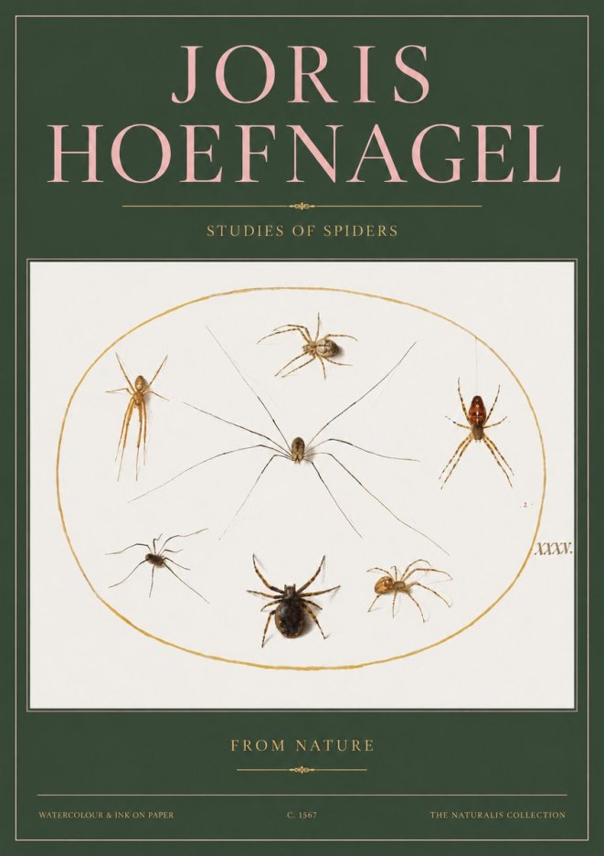 Joris Hoefnagel Studies of Spiders from Nature No2 - Affiche