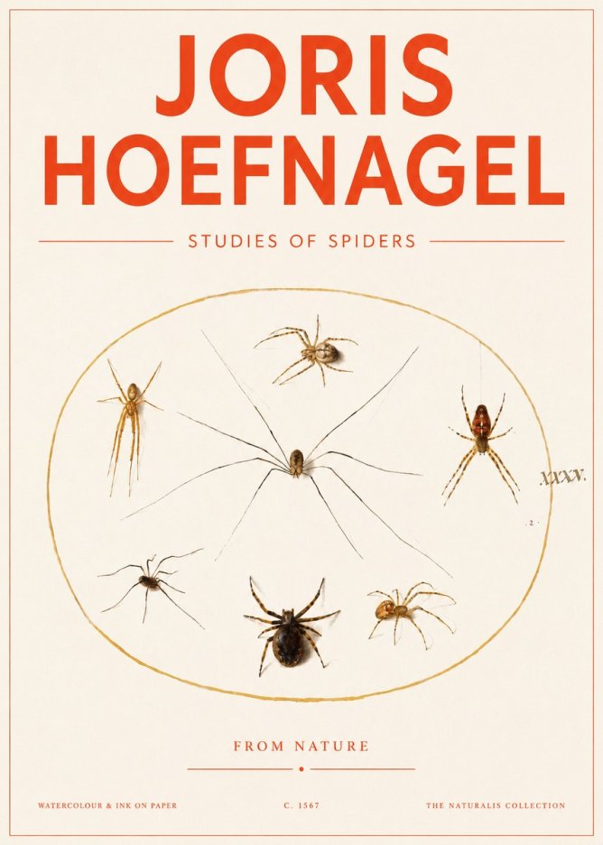 Joris Hoefnagel Studies of Spiders from Nature No3 - Affiche