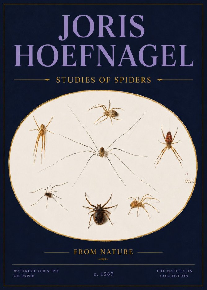 Joris Hoefnagel Studies of Spiders from Nature No4 - Affiche
