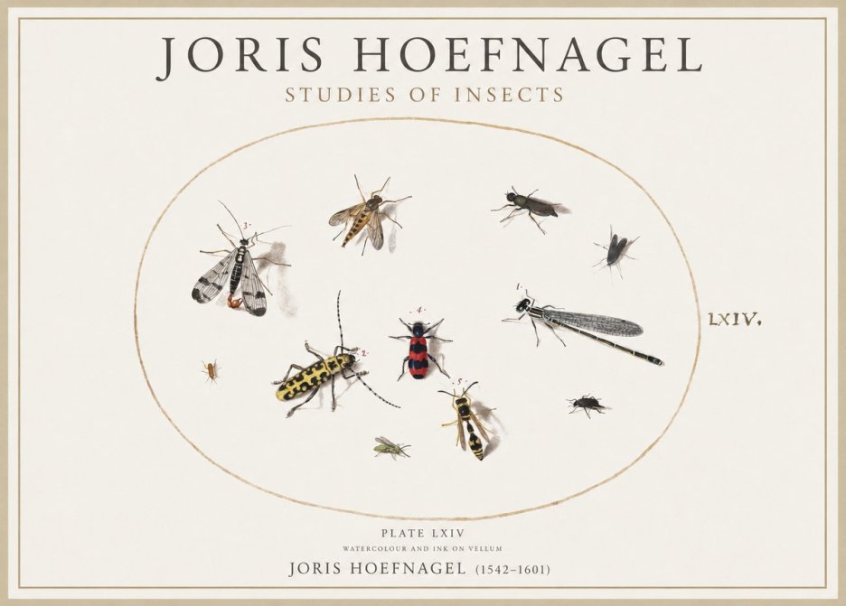 Joris Hoefnagel Studies of Insects - Plate Lxiv No4 - Affiche