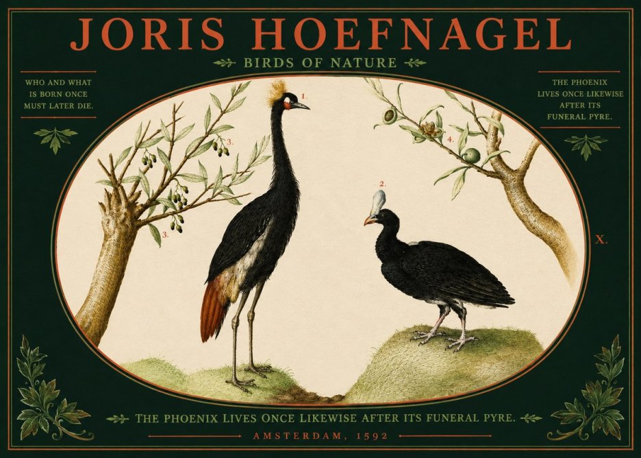 Joris Hoefnagel Birds of Nature No2 - Affiche