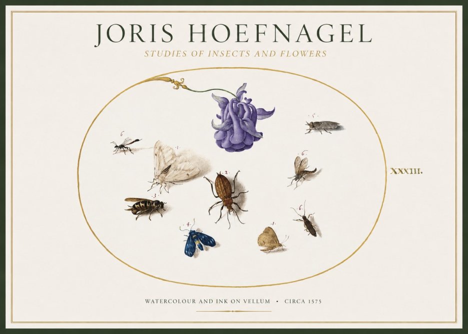 Joris Hoefnagel Studies of Insects and Flowers No1 - Affiche