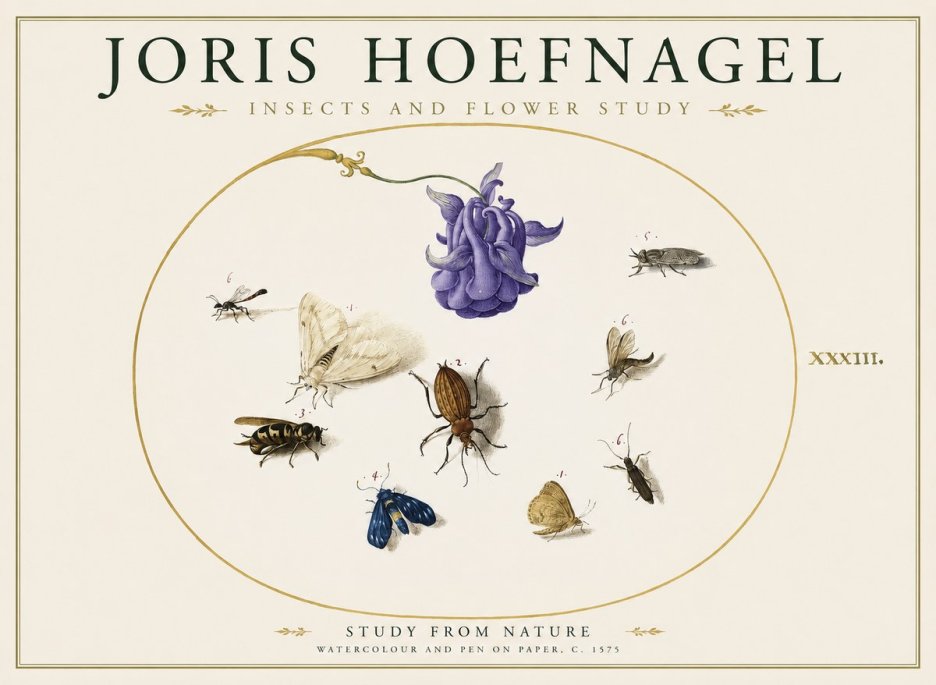 Joris Hoefnagel Studies of Insects and Flowers No2 - Affiche