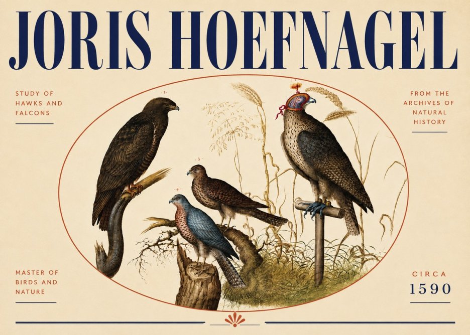 Joris Hoefnagel Studies of Hawks and Falcons No5 - Affiche