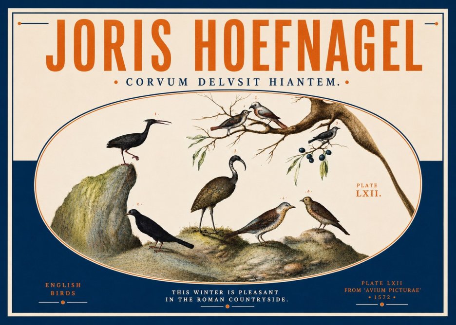 Joris Hoefnagel English Birds Plate Lxii No5 - Affiche