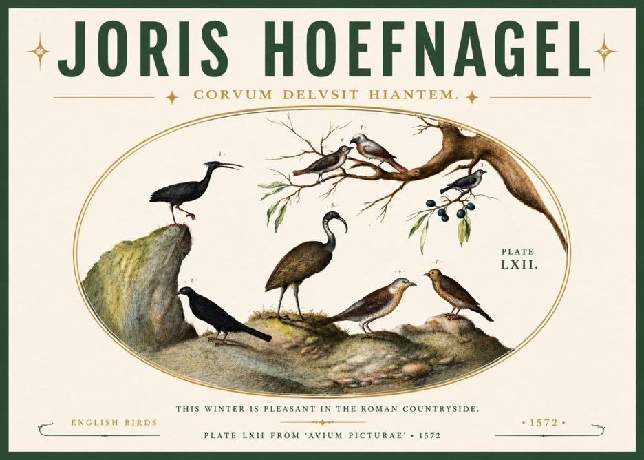 Joris Hoefnagel English Birds Plate Lxii No6 - Affiche