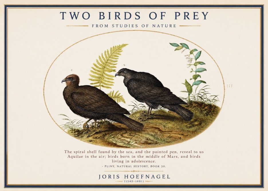 Joris Hoefnagel Two Birds of Prey - from Studies of Nature No1 - Affiche