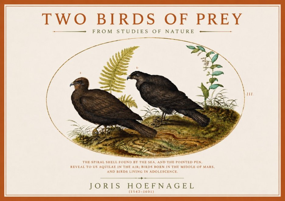 Joris Hoefnagel Two Birds of Prey - from Studies of Nature No3 - Affiche