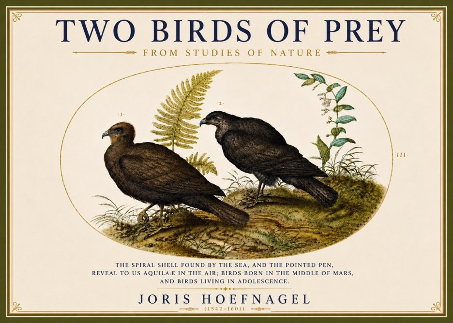 Joris Hoefnagel Two Birds of Prey - from Studies of Nature No5 - Affiche