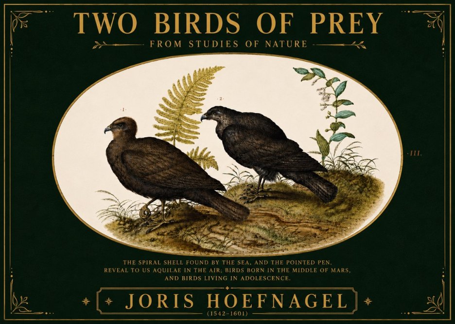 Joris Hoefnagel Two Birds of Prey - from Studies of Nature No6 - Affiche