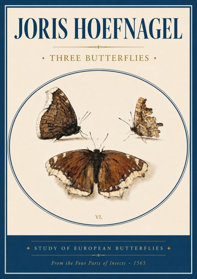 Joris Hoefnagel Three Butterflies I No4 - Affiche