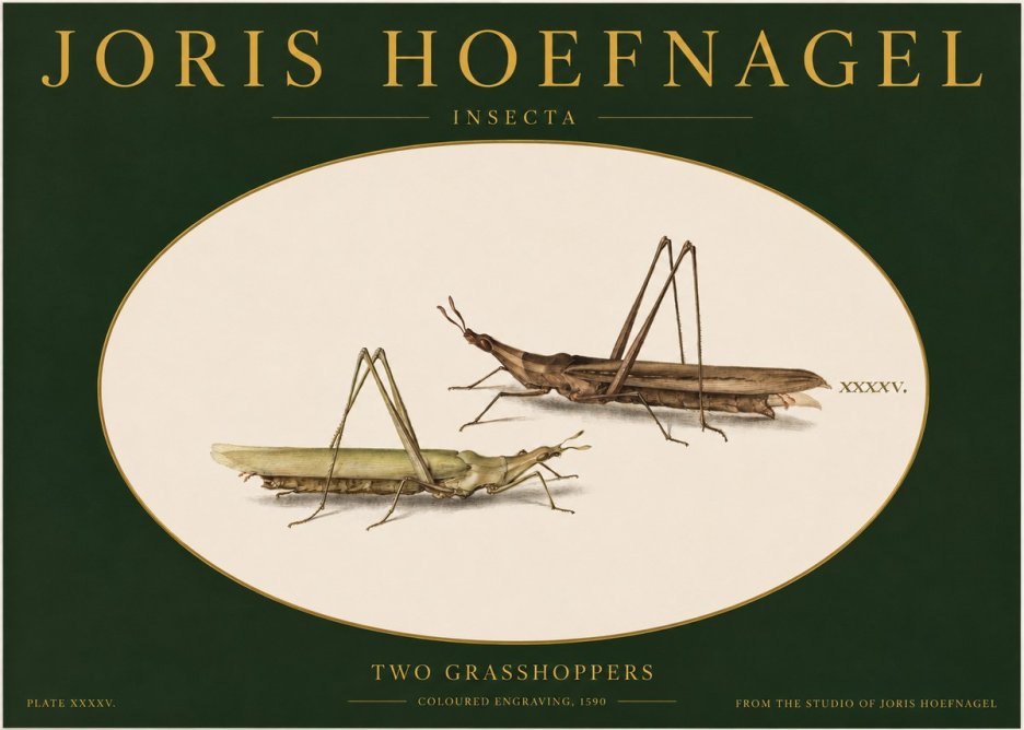 Joris Hoefnagel Two Grasshoppers No2 - Affiche