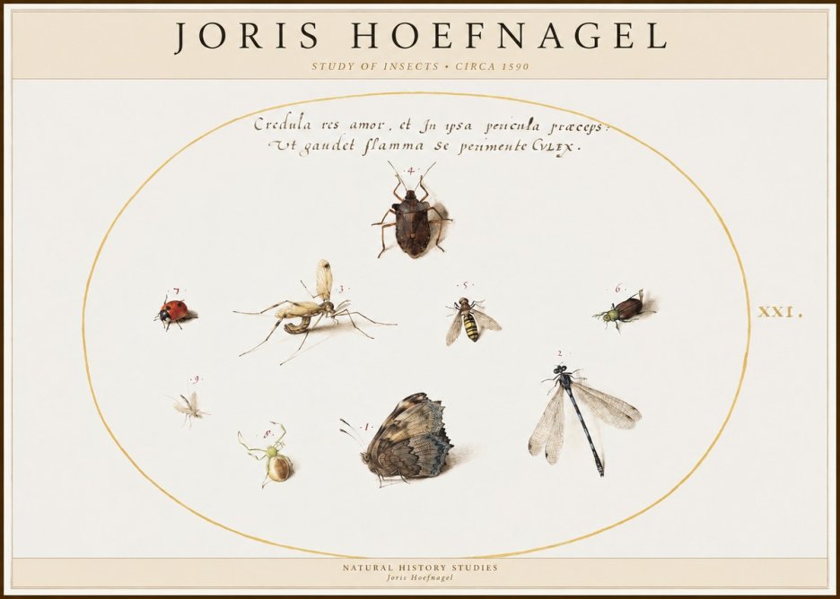 Joris Hoefnagel Study of Insects • Circa 1590 No1 - Affiche