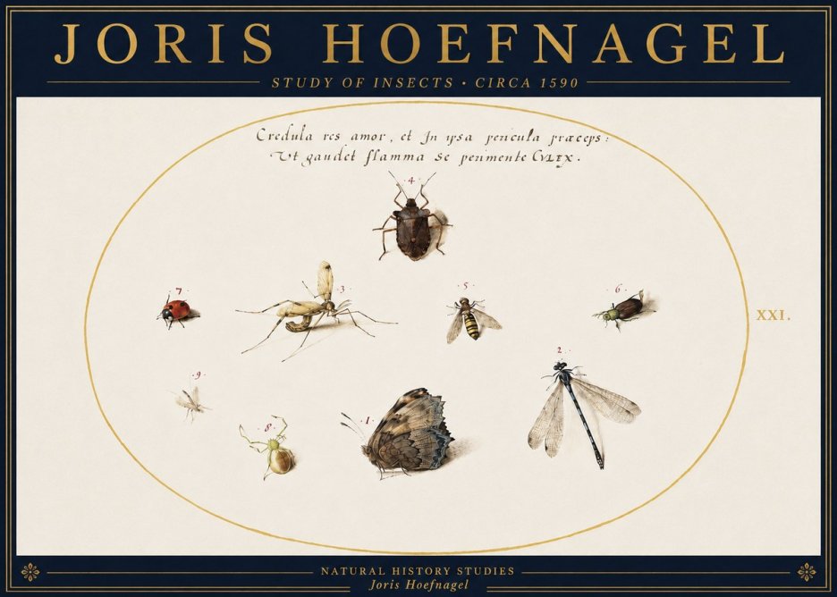 Joris Hoefnagel Study of Insects • Circa 1590 No4 - Affiche