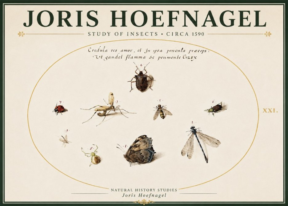 Joris Hoefnagel Study of Insects • Circa 1590 No5 - Affiche