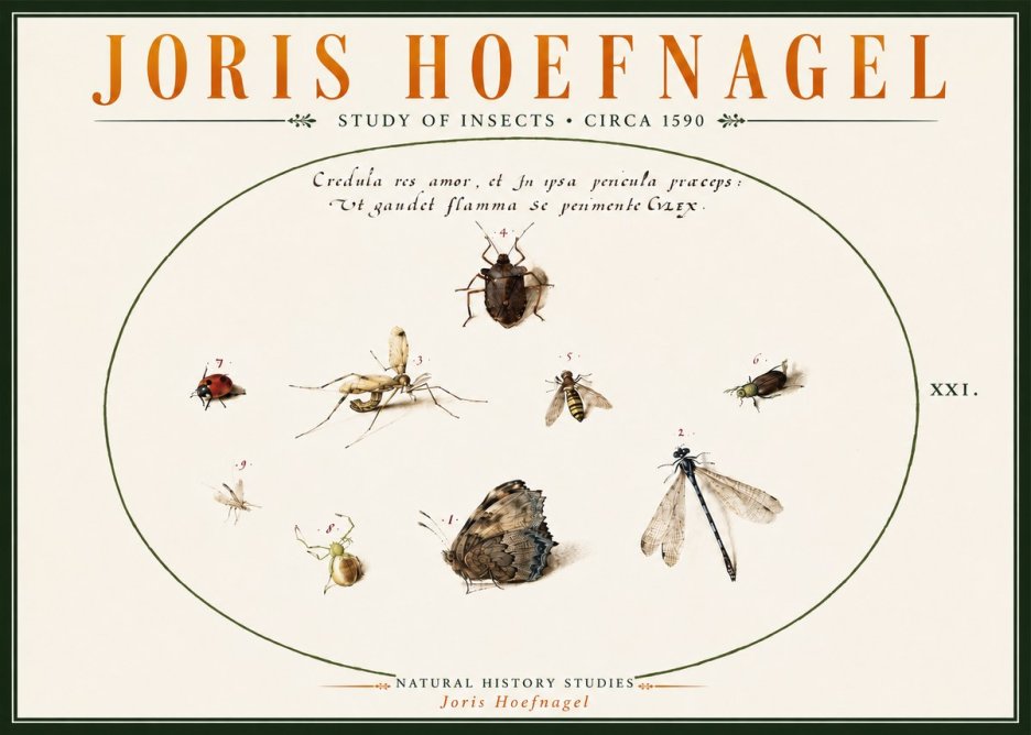 Joris Hoefnagel Study of Insects • Circa 1590 No6 - Affiche