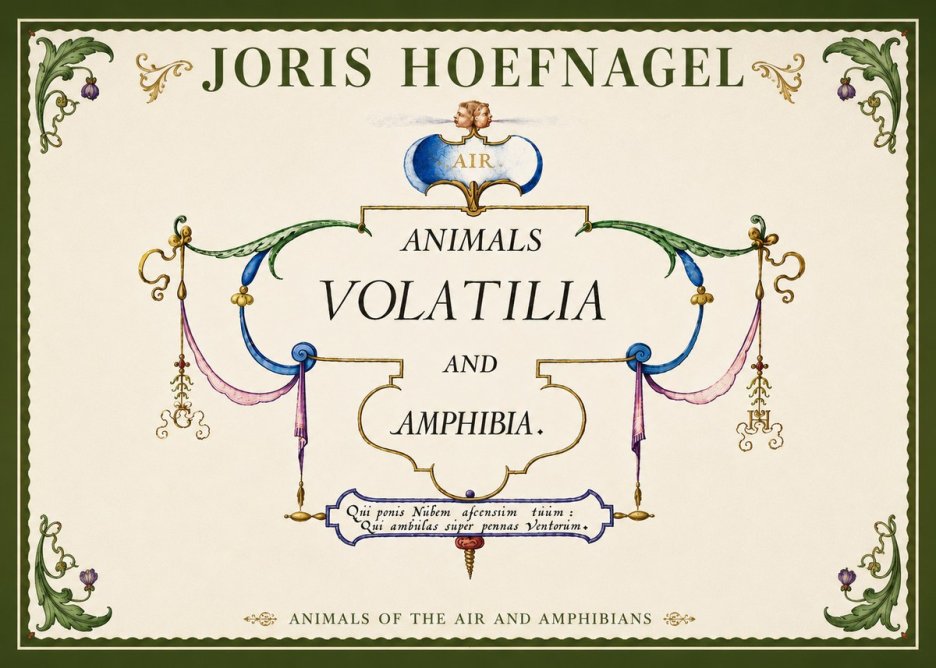 Joris Hoefnagel Animals Volatilia and Amphibia. No5 - Affiche