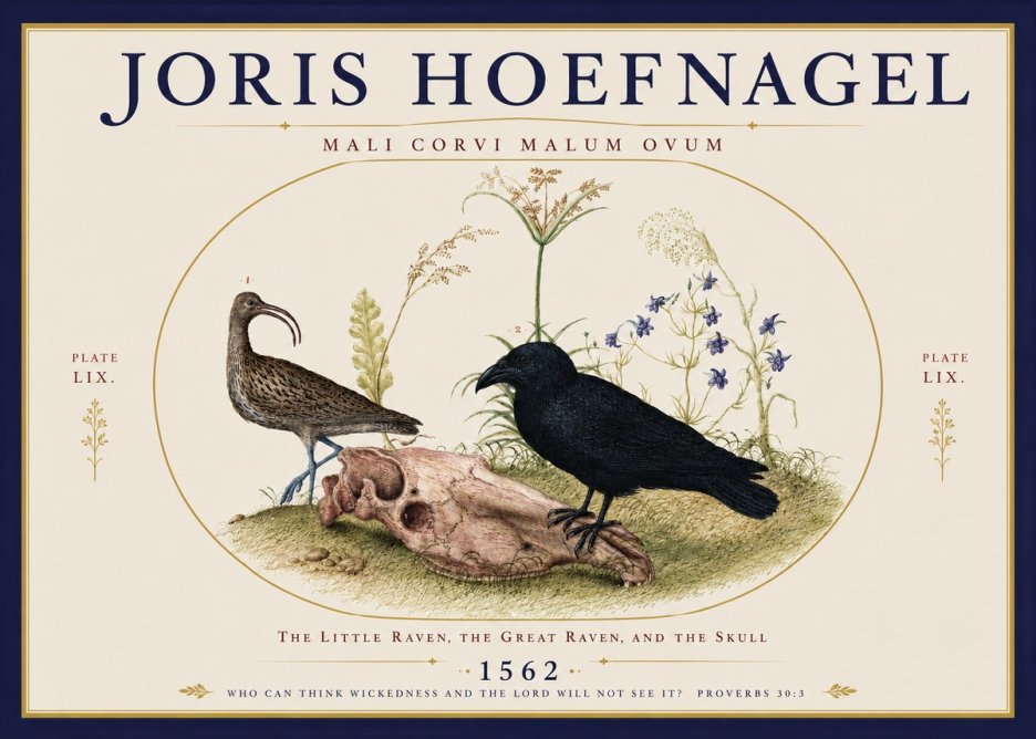 Joris Hoefnagel The Little Raven, the Great Raven, and the Skull No3 - Affiche