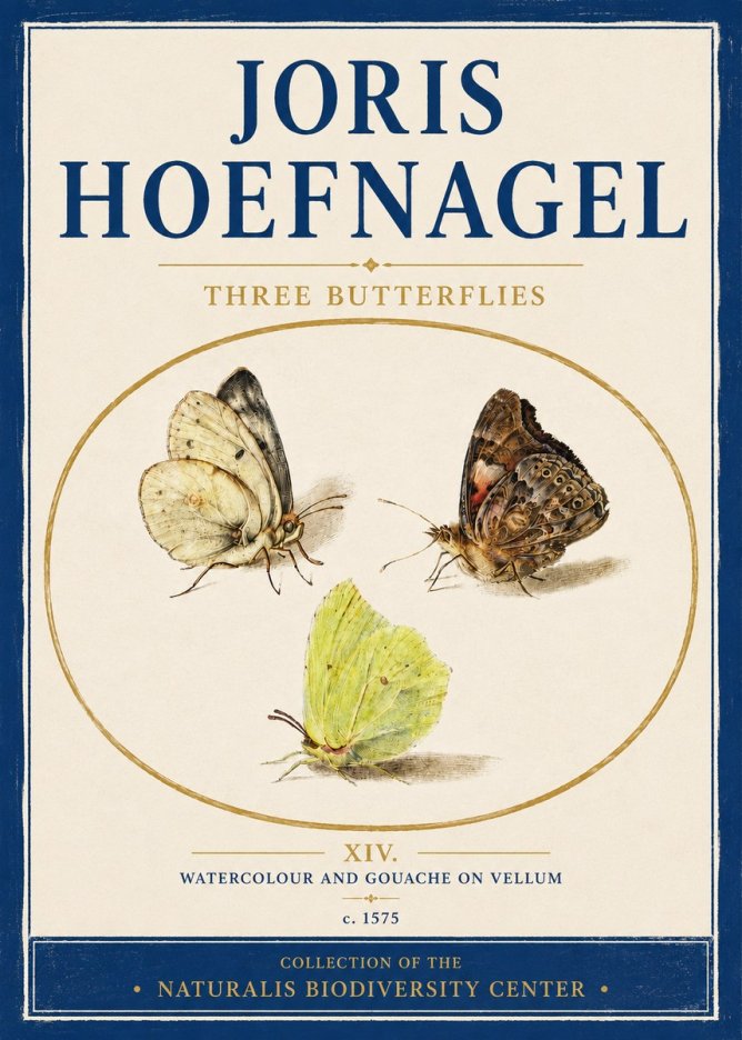 Joris Hoefnagel Three Butterflies II No4 - Affiche
