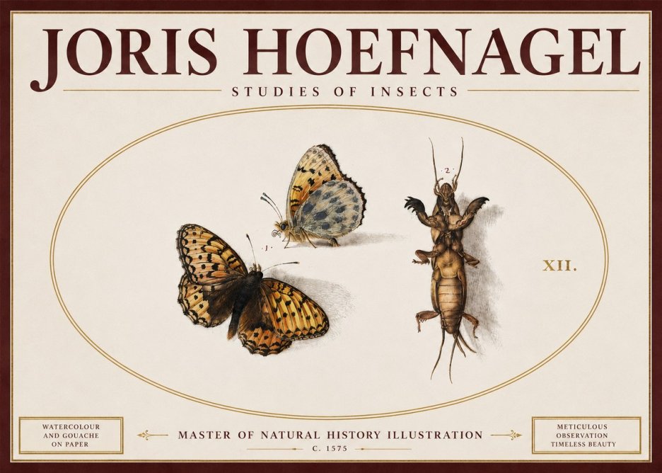 Joris Hoefnagel Studies of Insects Xii No5 - Affiche